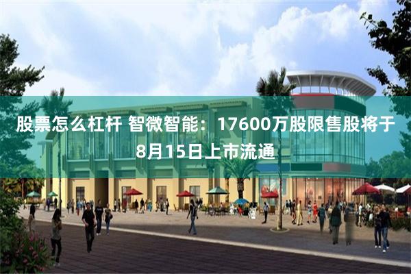 股票怎么杠杆 智微智能：17600万股限售股将于8月15日上市流通