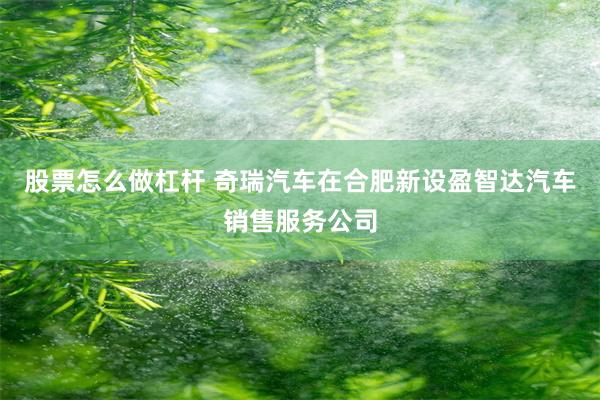 股票怎么做杠杆 奇瑞汽车在合肥新设盈智达汽车销售服务公司